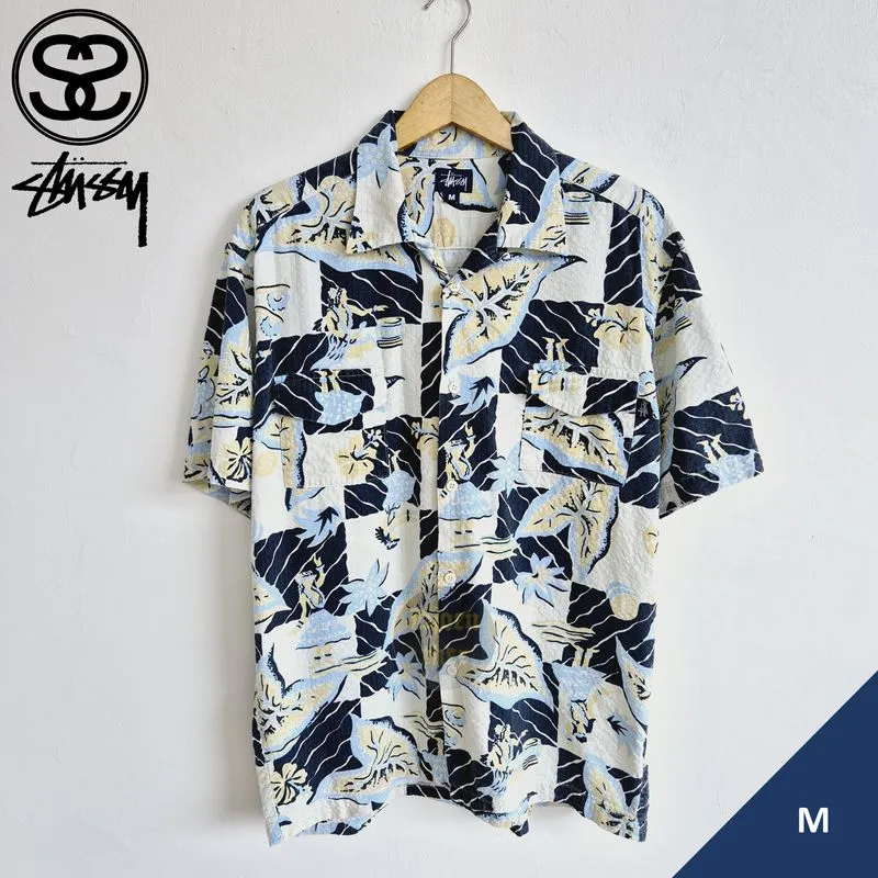 Stussy Kemeja Hawaii Open Collar 2 Pocket SS Size M photo 1