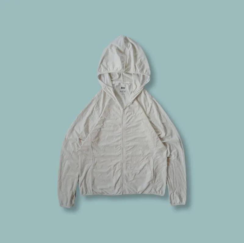 Jaket Olahraga Running Uniqlo AIRism UV Cut White Second photo 1