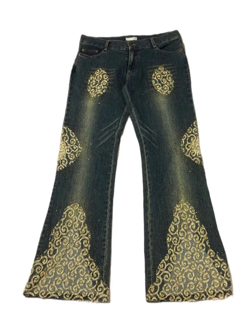 Y2K vintage grunge emo flare bootcut denim jeans photo 1