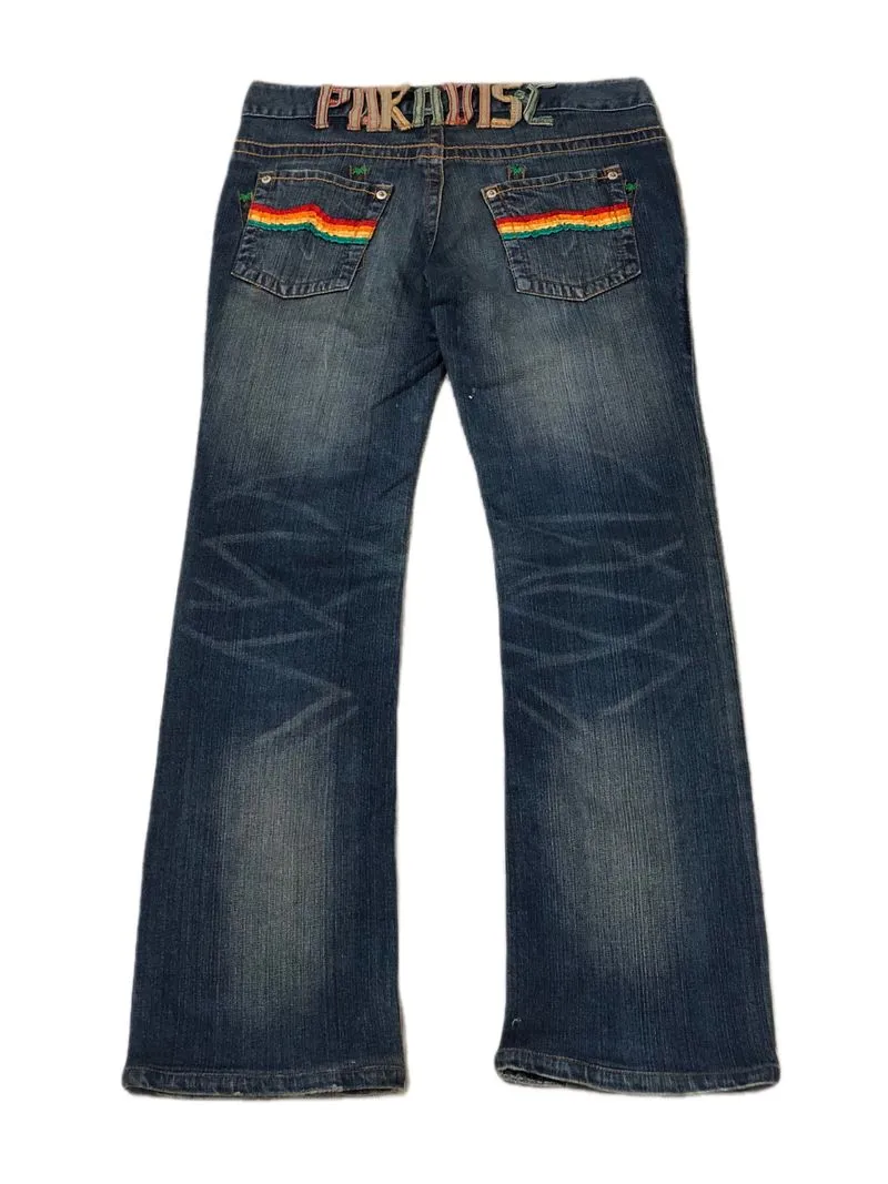 Y2K vintage grunge paradise in blue flare bootcut denim photo 1