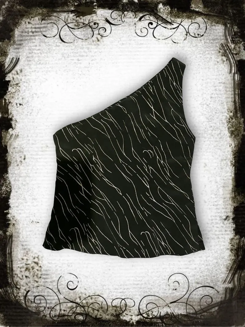  Y2K Abstract One Shoulder Top photo 1
