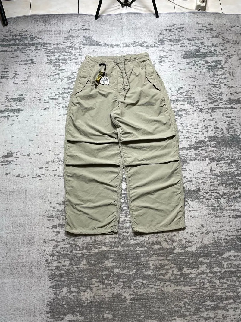 Gu uniqlo utility ripstop wide baggy pants beige photo 1