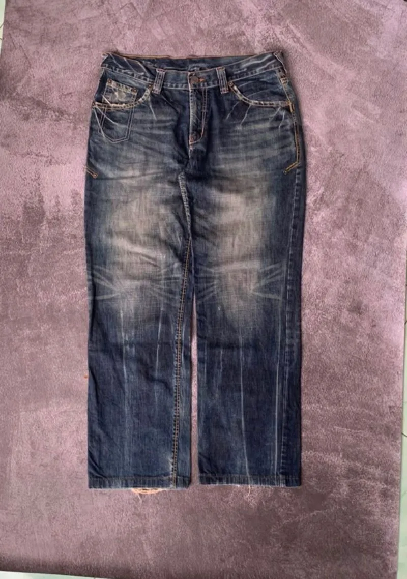 Stockton Japan Embroidered Japan Style Denim Pants Tornadoma photo 1
