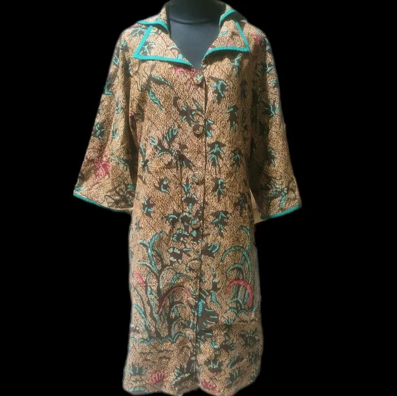 Batik Midi dress Wanita green brown photo 1