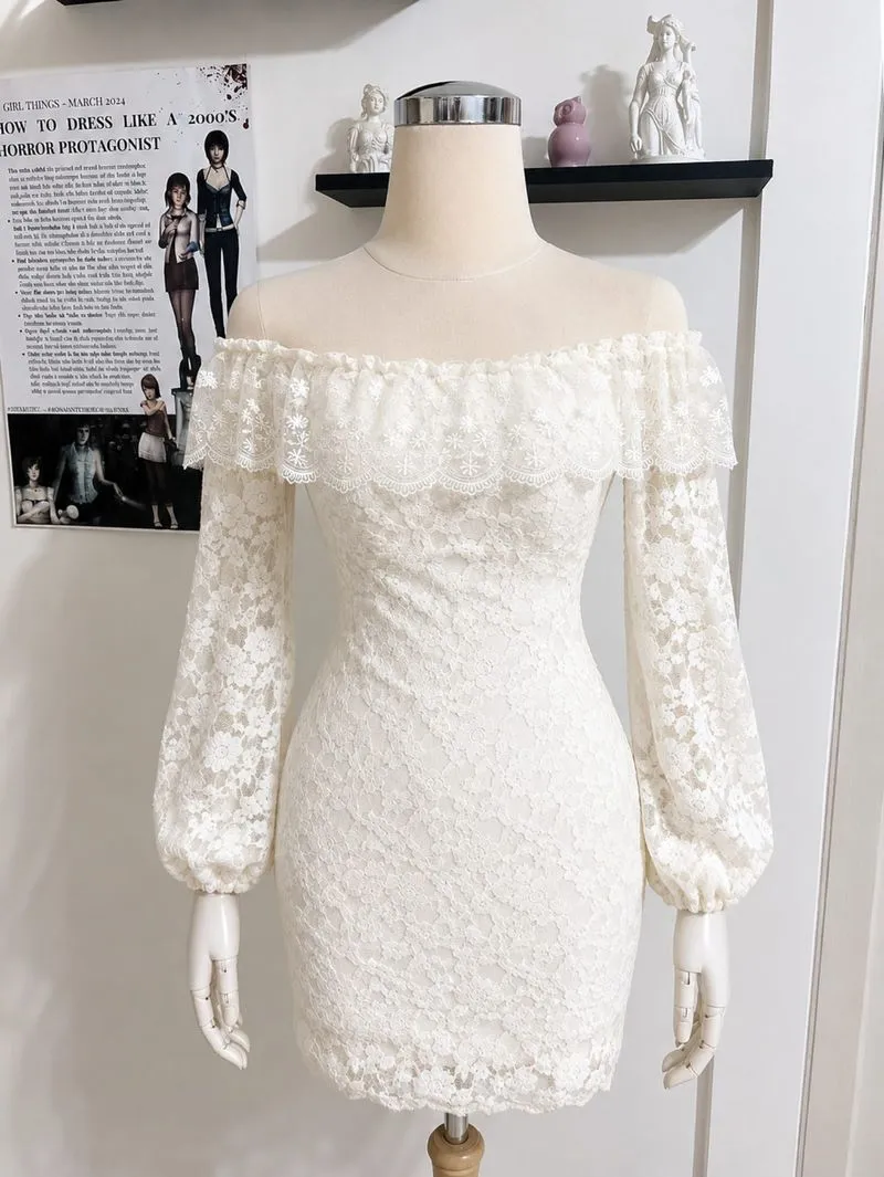 Dress off shoulder renda elegant  photo 1