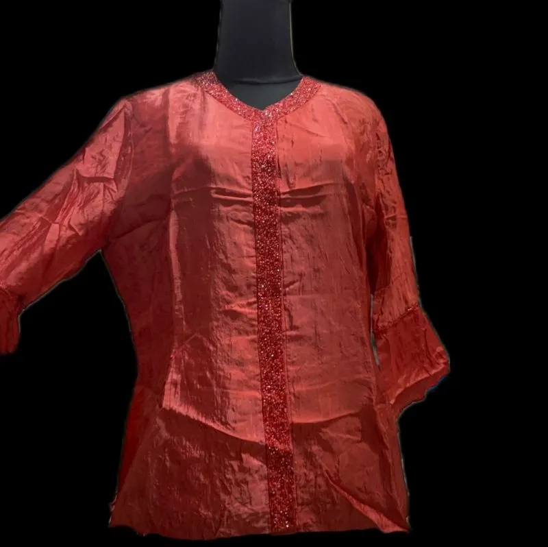 Casual Blouse Wanita burgundy photo 1