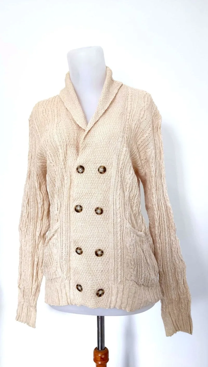 Vintage Casual Cardigan Wanita tan cream photo 1
