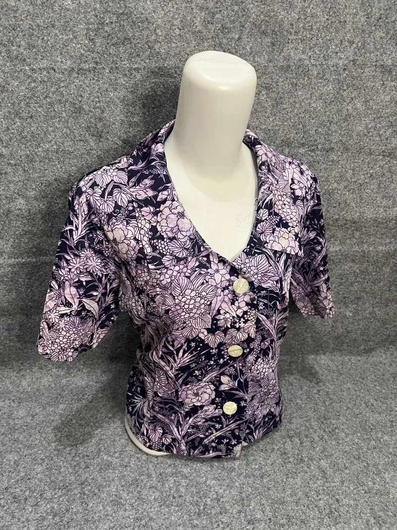 PL Women's semi-crop top – kemeja wanita purple - 1pcs photo 1