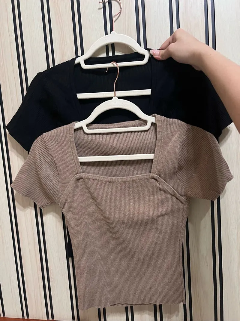 Casual T-shirt Wanita tan black photo 1