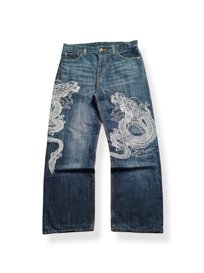 Karakuri Tamashi/Sukajan Japan Embordered Big Dragon Jeans photo 1