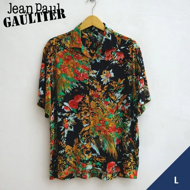Jean Paul Gaultier Homme Kemeja Floral Hawaii Open Collar L photo 1