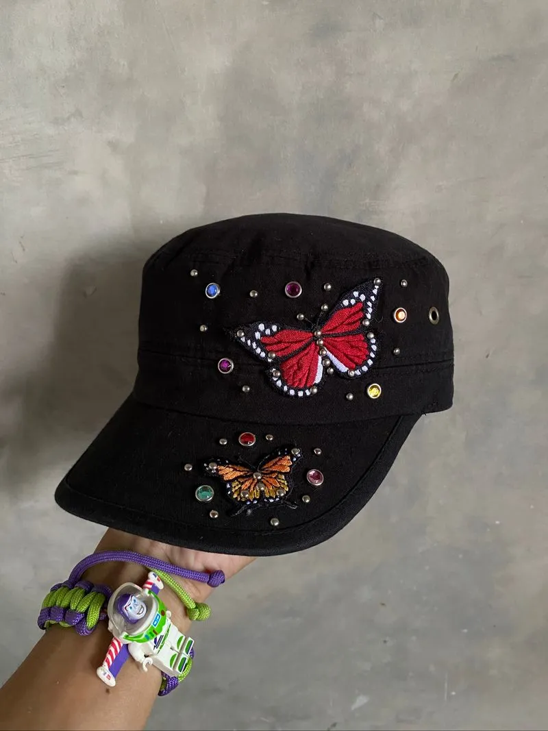 Y2K Studed Cadhet Hats Butterfly photo 1