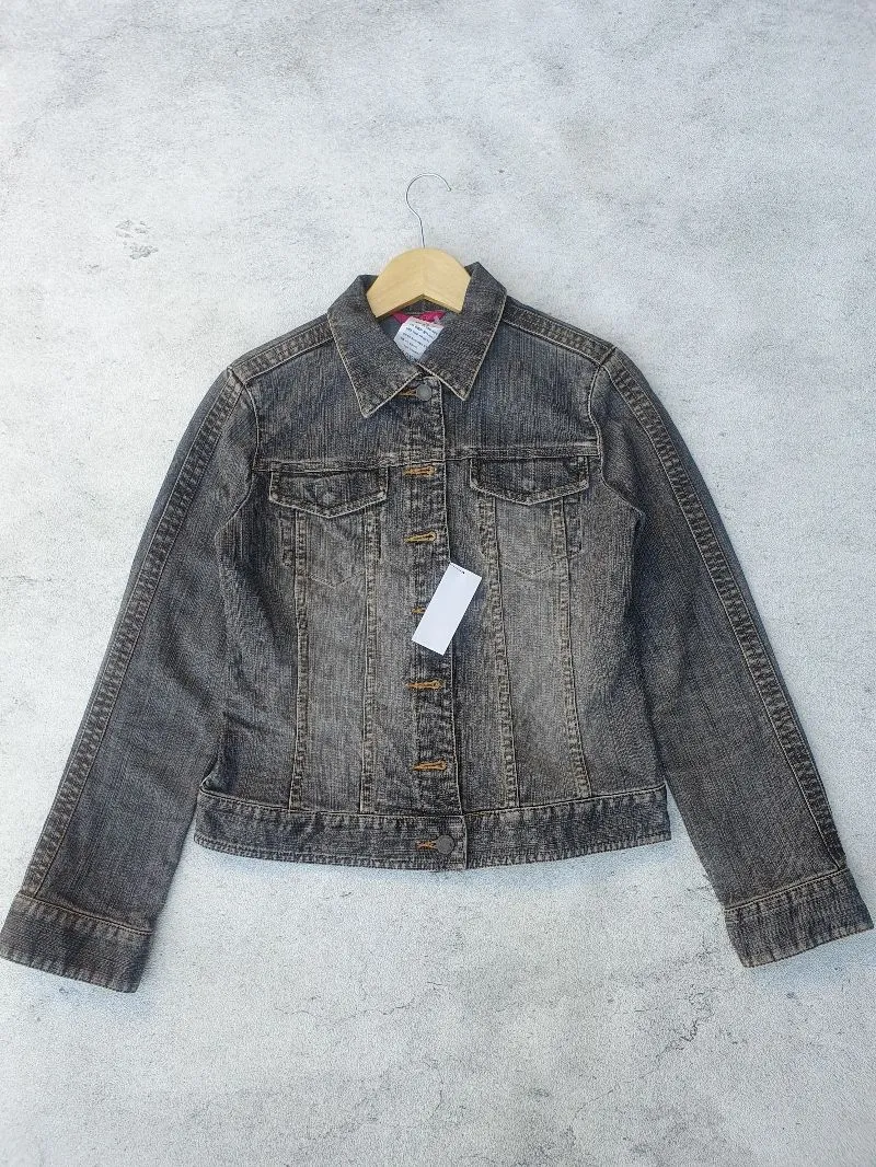 Japanese brand Biker Casual Denim jacket Wanita silver gray photo 1