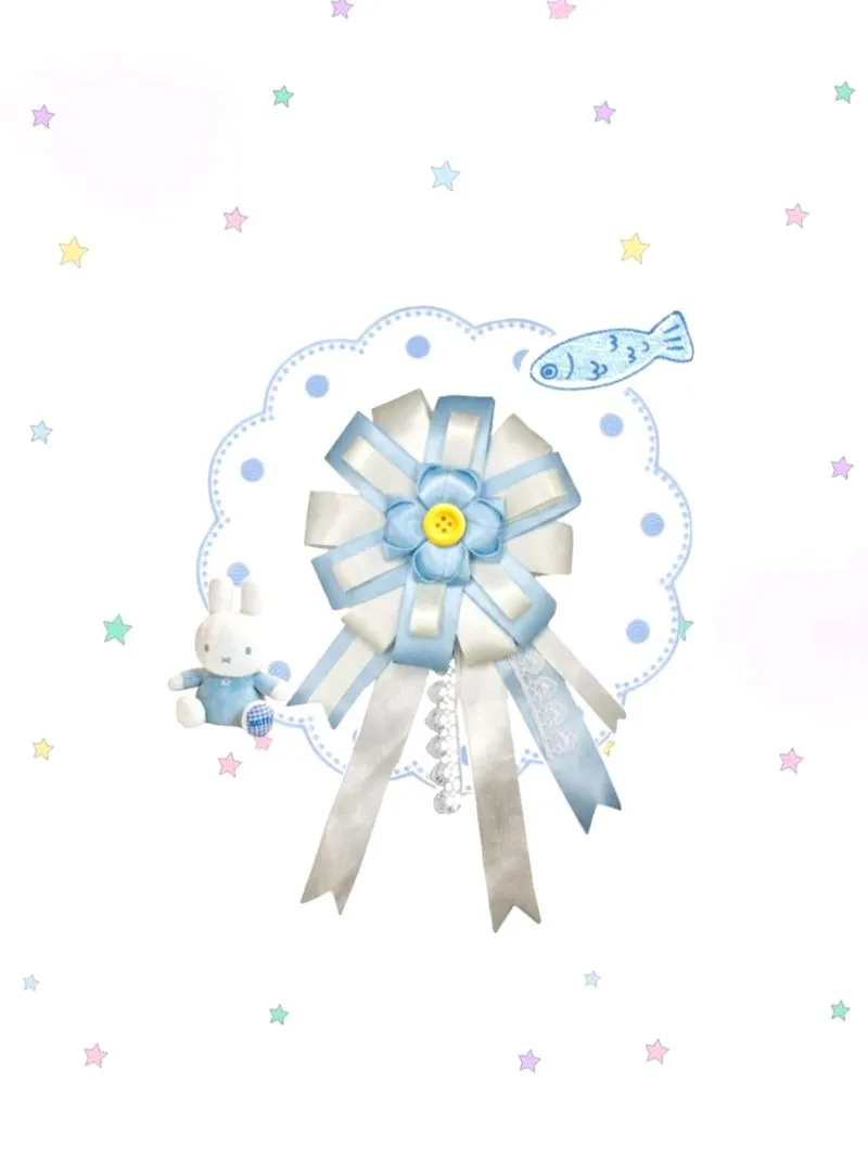Handmade Rosette Ribbon Ocean Blue 15cm photo 1