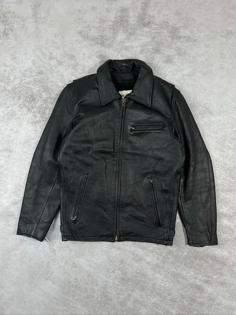 classic caferacer leather jacket photo 1