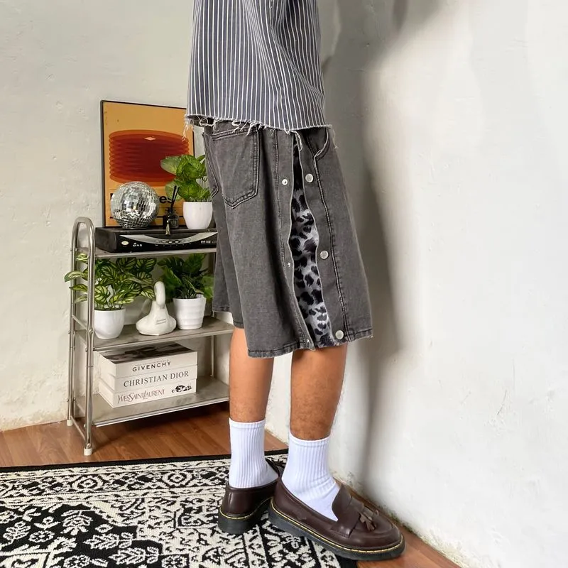 Emo Vkei Jorts jeans Button Leopard skin photo 1
