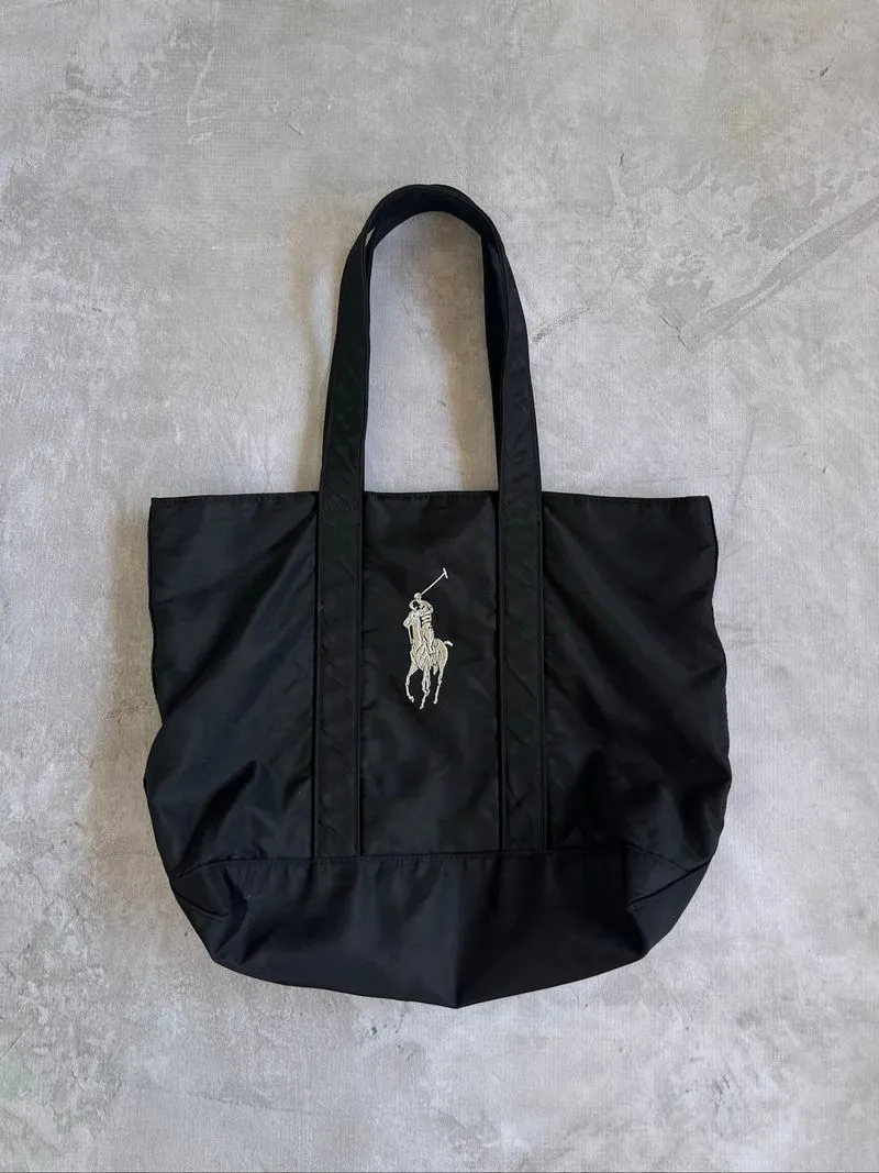 Polo Ralph Lauren black tote bag bordered logo  photo 1