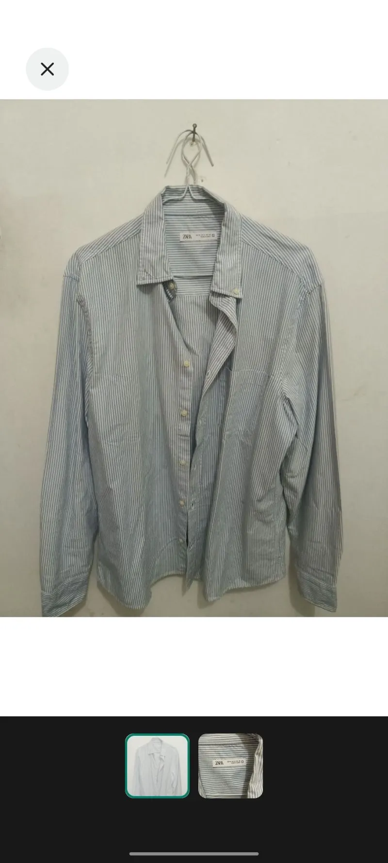 ZARA Casual T-shirt Pria white blue photo 1