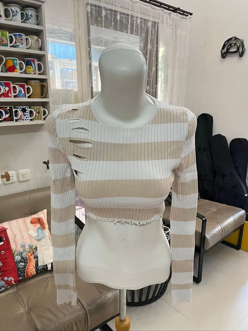 crop longsleeve stripes top photo 1