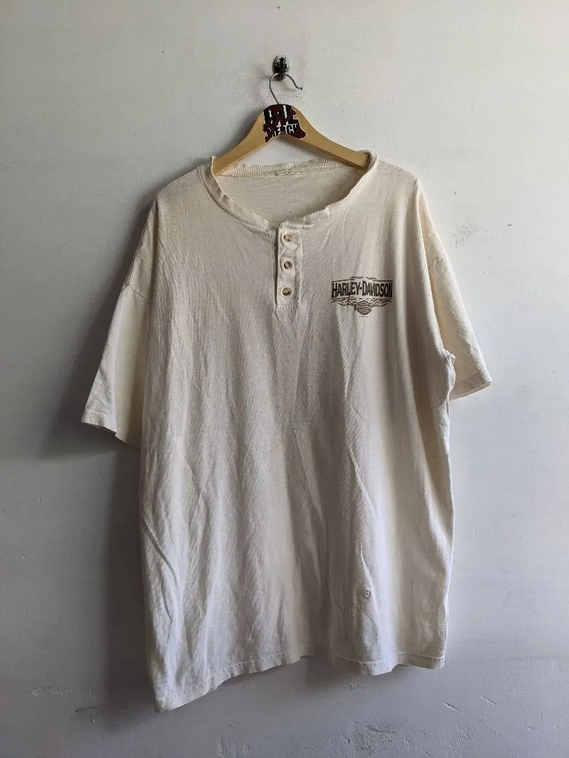 Harley Davidson Y2K Casual T-shirt Pria white tan photo 1