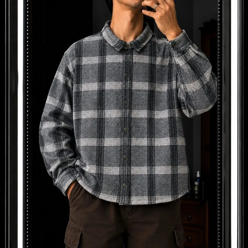 Kemeja Flannel Grey Black  photo 1