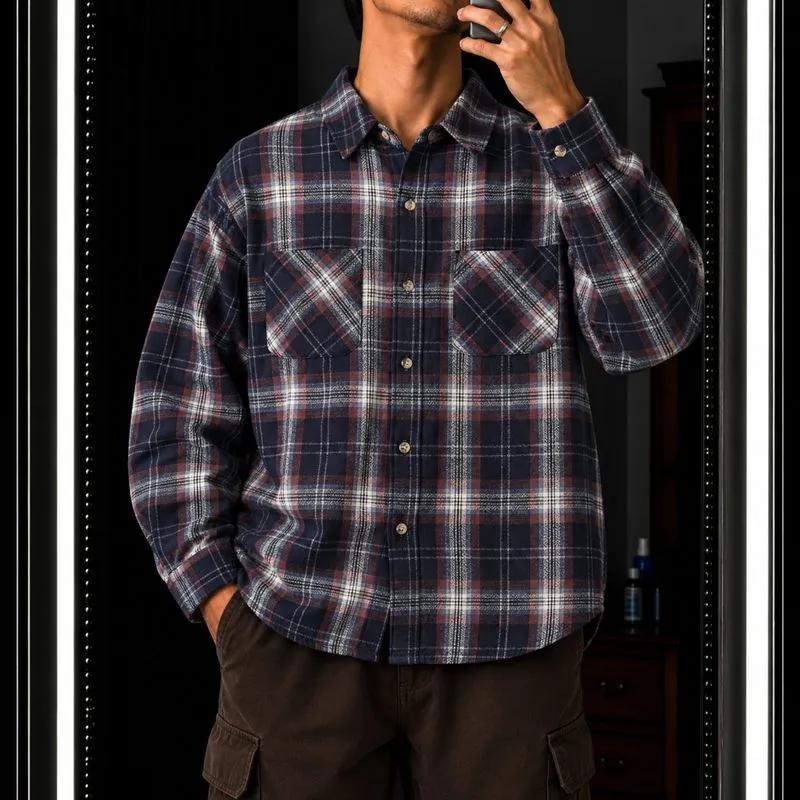 Kemeja Flanel Navy Red Checkered  photo 1
