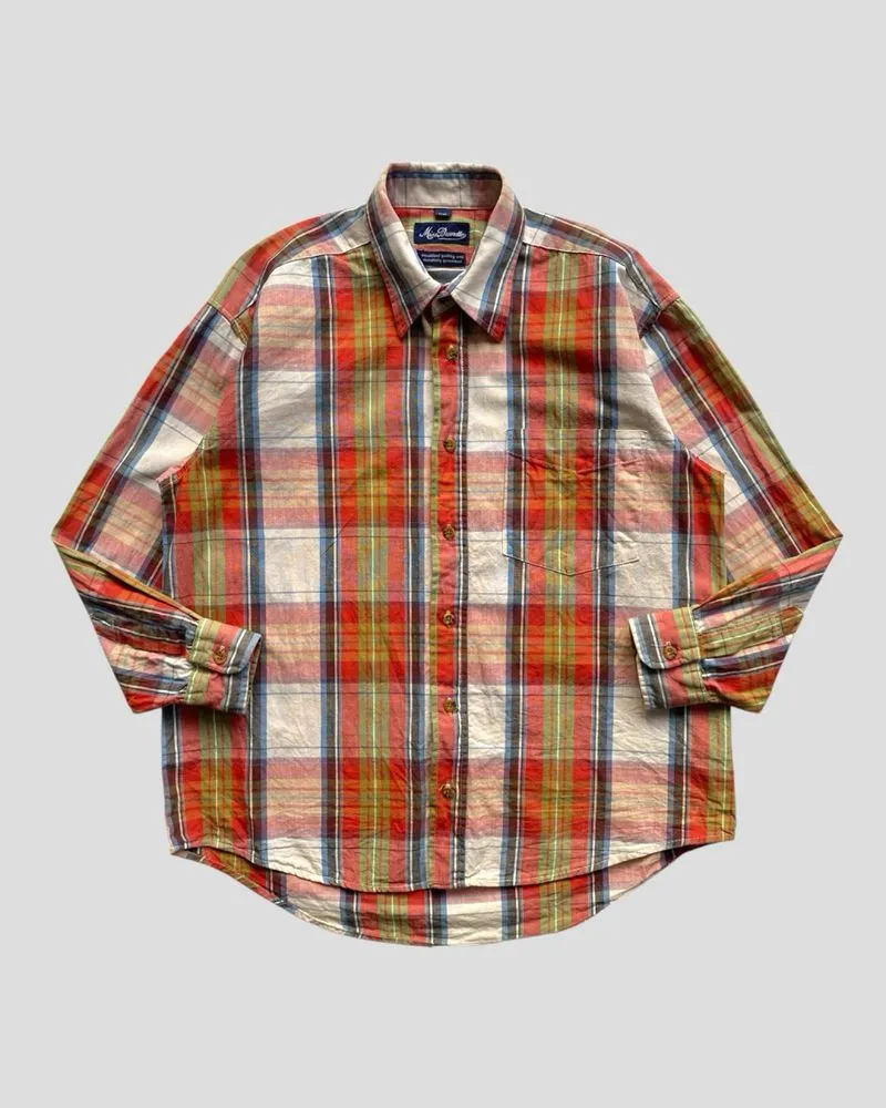 Miss Brunette Orange Green Blue Plaid Shirts Boxy Fit Tartan photo 1