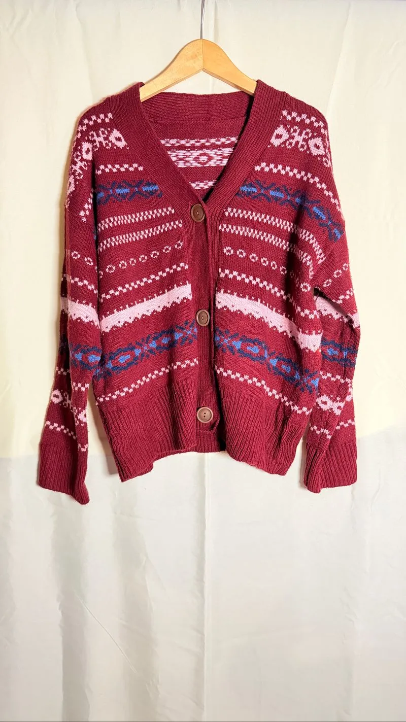 Red Tribal Cardigan photo 1