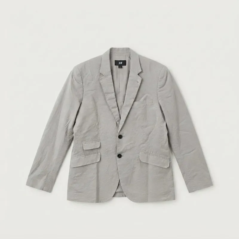 H&M Plain Gray Linen Casual Blazer photo 1