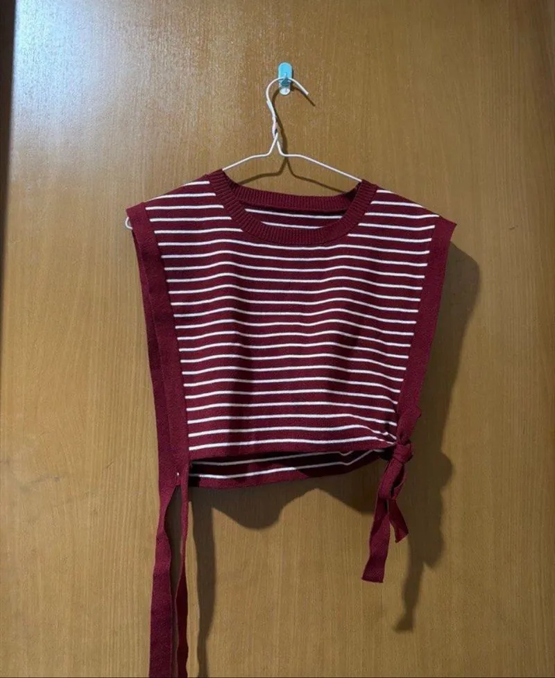 maroon striped vest photo 1