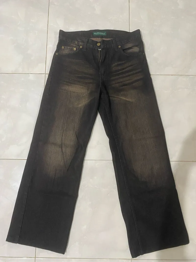 Streetwear Y2K Jeans Pria brown black photo 1
