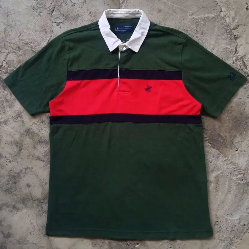 Beverly Hills Polo Club Vintage Casual Polo shirt Pria green red photo 1
