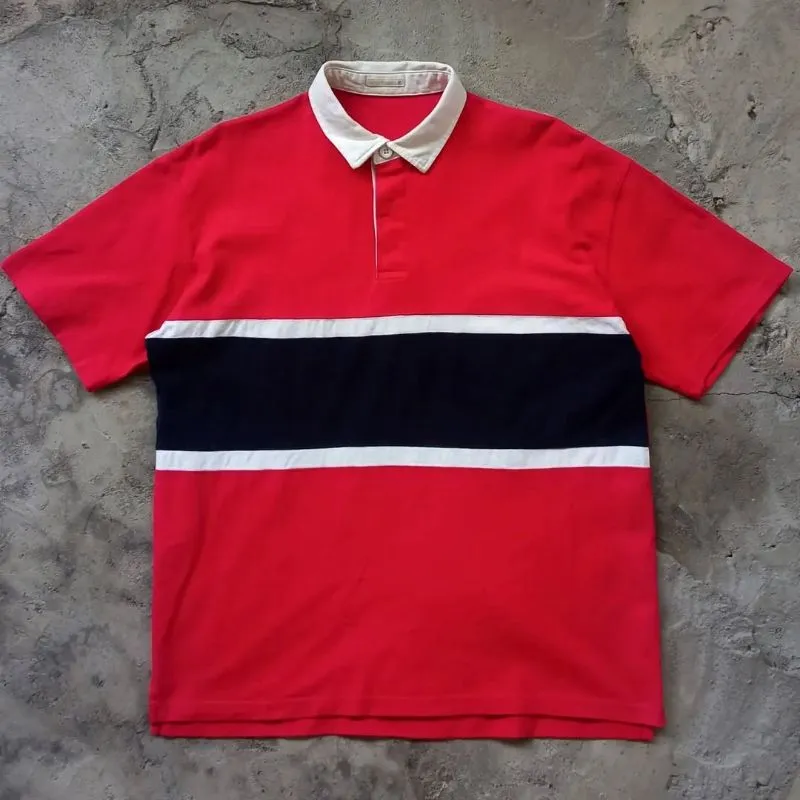 Uniqlo Streetwear Casual Polo shirt Pria navy red photo 1