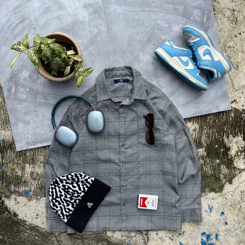 Grunge Indie Formal shirt Pria gray photo 1
