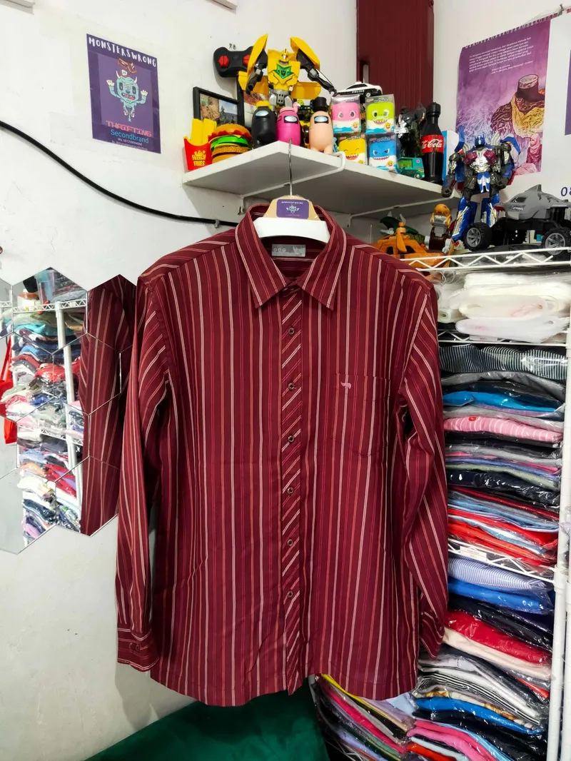 Streetwear Casual shirt Pria burgundy photo 1