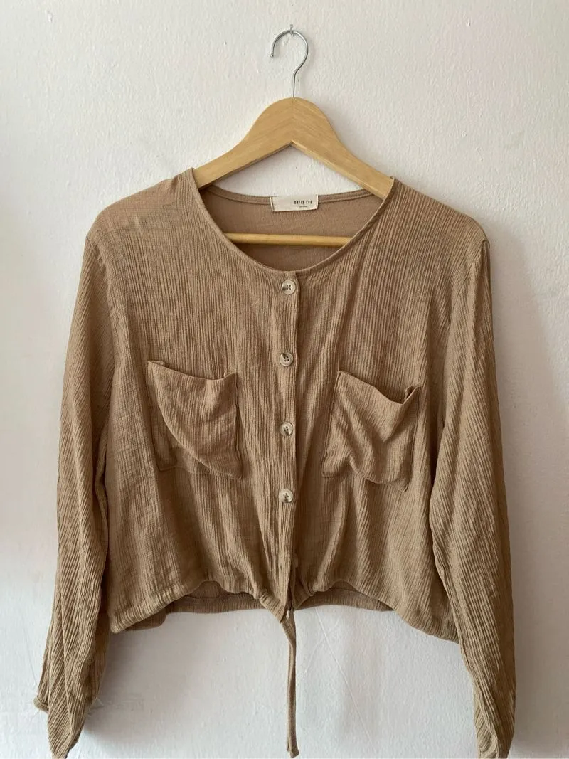 Casual Crop top Wanita tan photo 1