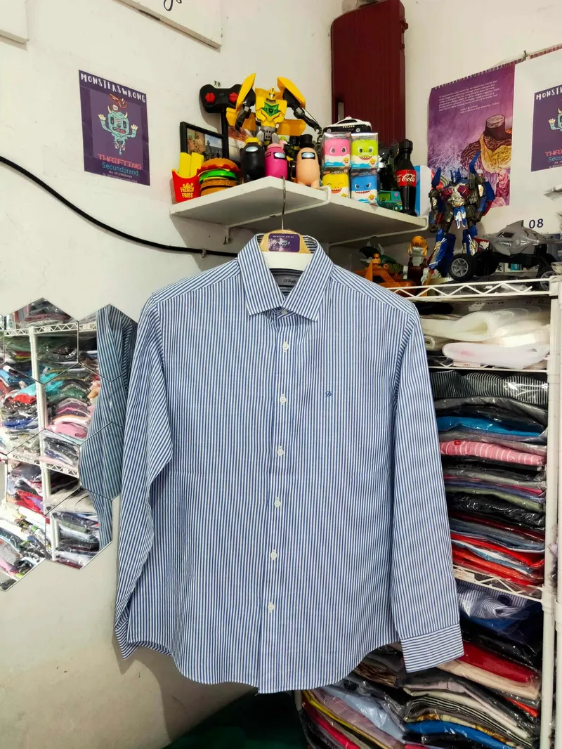 Vintage Streetwear Casual shirt Pria blue photo 1