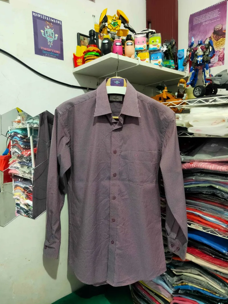 Streetwear Casual shirt Pria burgundy photo 1