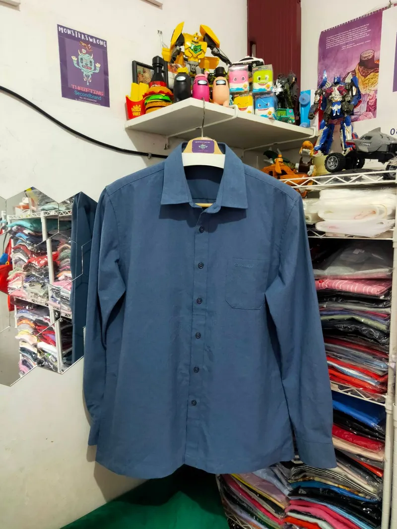 Crocodile Streetwear Casual shirt Pria gray photo 1