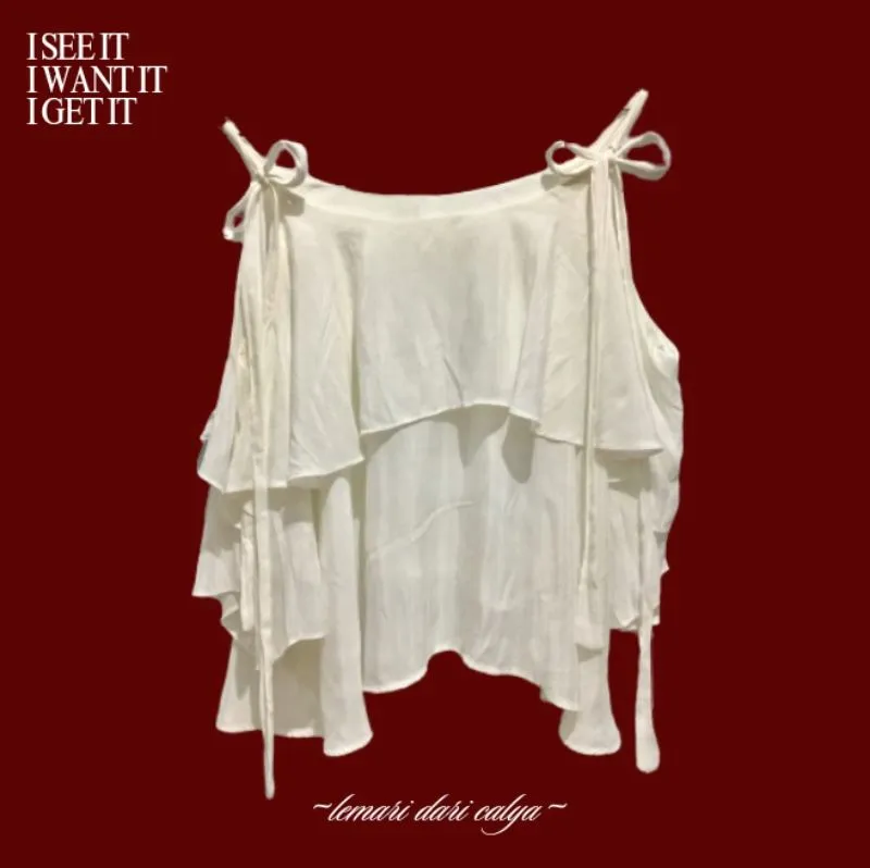 Fairy Coquette Crop top Wanita white photo 1