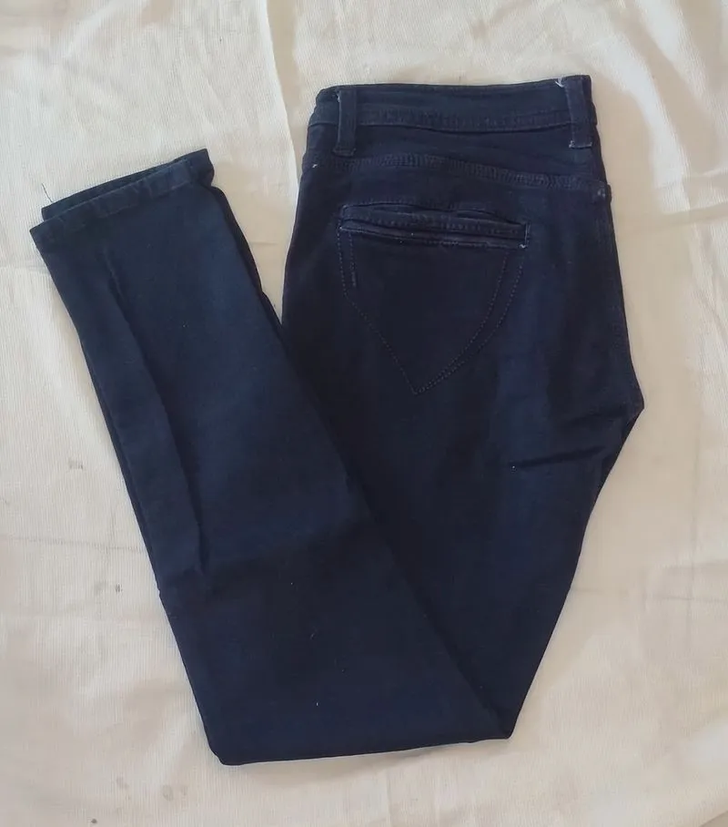 Minimalist Casual High waisted jeans Wanita black photo 1