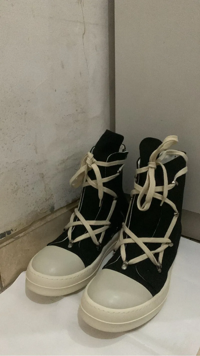 Rick Owens Streetwear Y2K Sneakers Pria white black photo 1