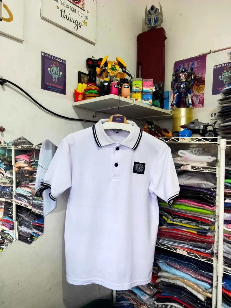 Stone Island Streetwear Polo shirt Pria white Preloved