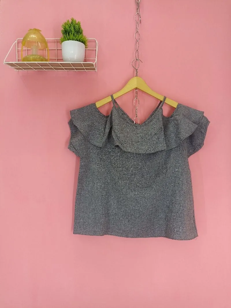 Vintage Minimalist Blouse Wanita gray photo 1