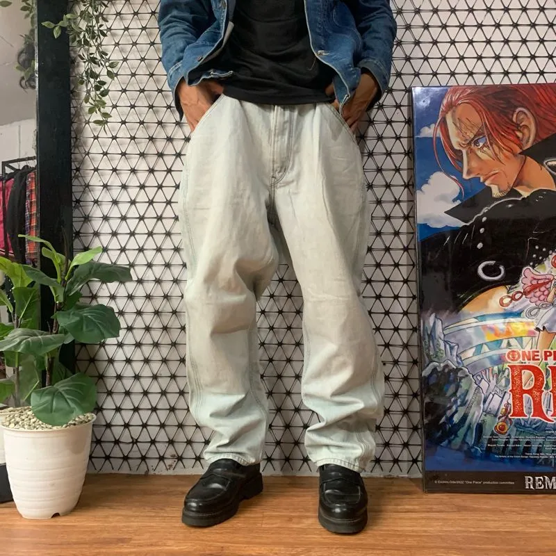 Uniqlo Grunge Indie Jeans Pria white blue photo 1