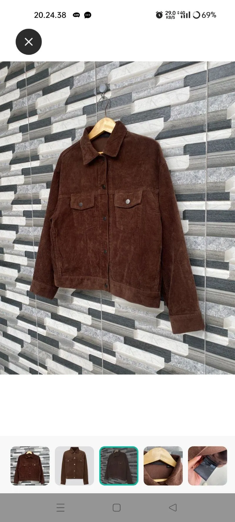 Uniqlo Vintage Indie Denim jacket Pria brown photo 1