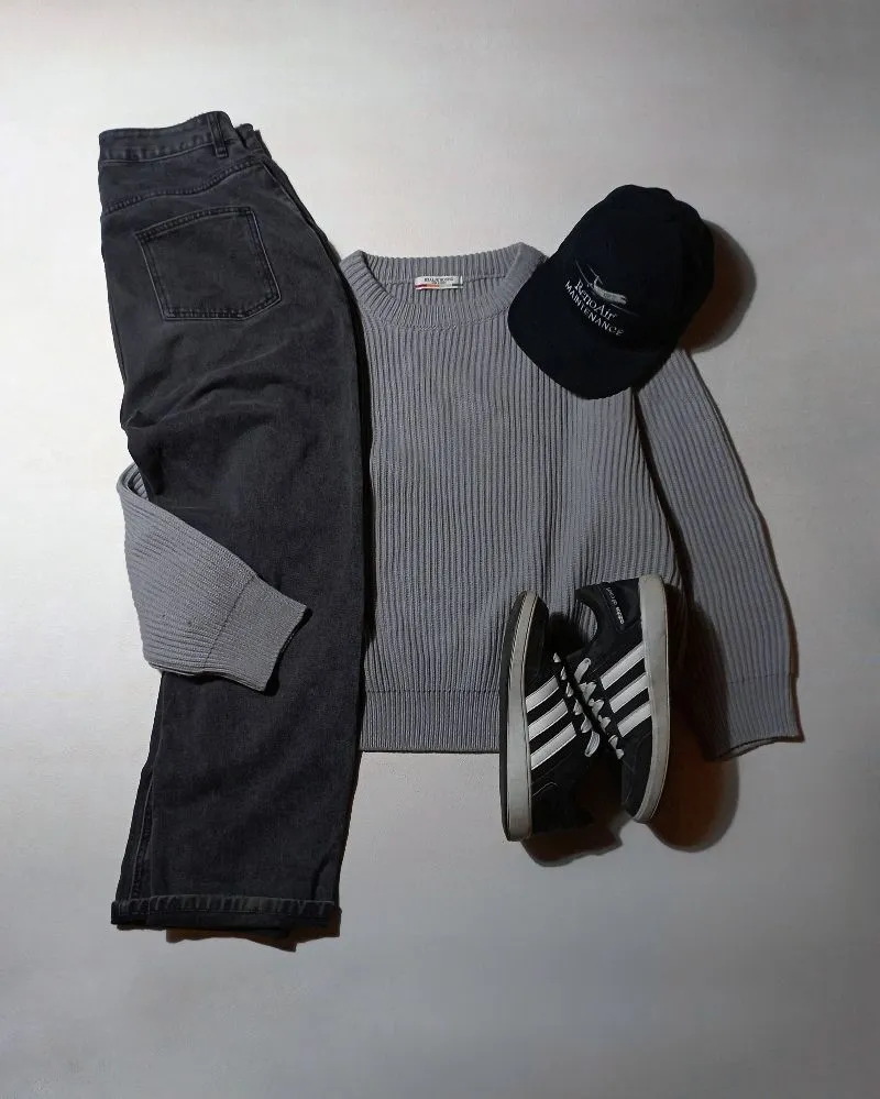 Streetwear Y2K Sweater Pria gray photo 1