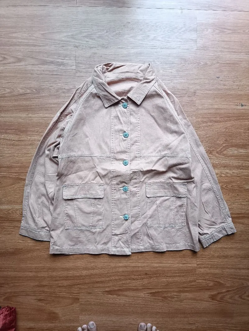 Japanese brand Streetwear Skater Denim jacket Pria brown photo 1