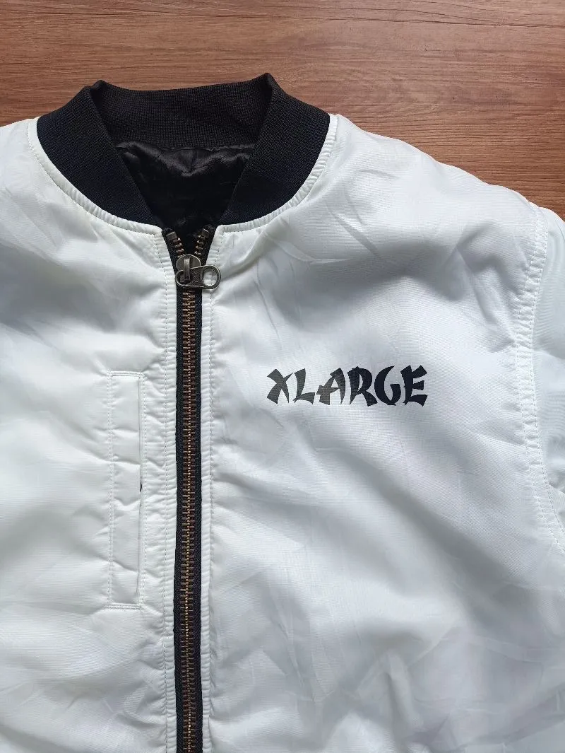 XLARGE Streetwear Skater Bomber jacket Pria white black Preloved