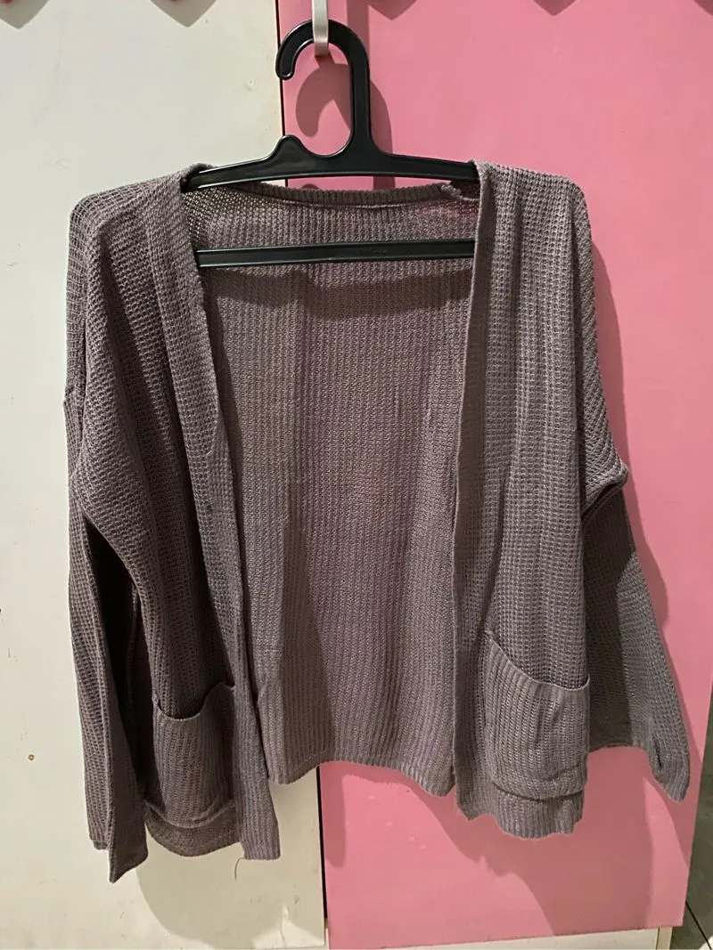Casual Cardigan Wanita brown photo 1